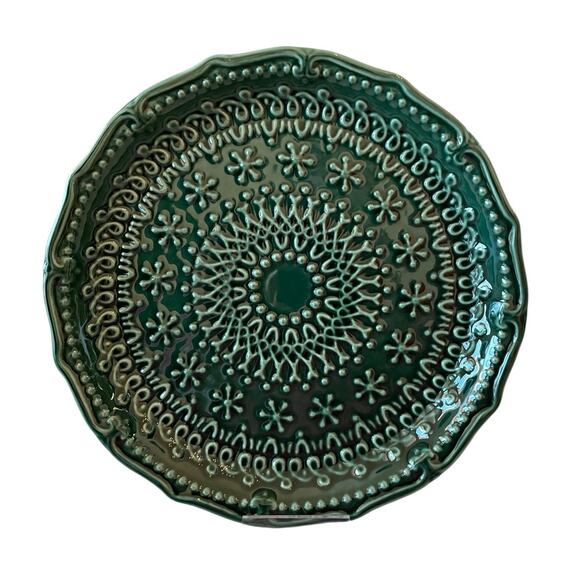 Potter's Studio Green Holiday Dinner Plates 10" Ceramic Set of 4 Christmas New - Picture 1 of 10